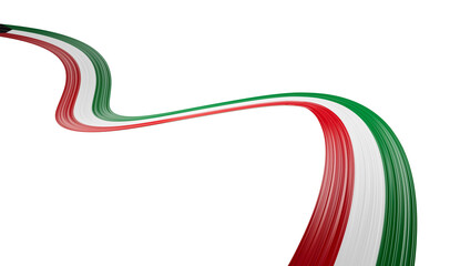 3d Flag Of Kuwait Country, 3d Wavy Shiny Ribbon Isolated On White Background, 3d illustration
