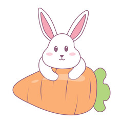 Fototapeta premium Cute Rabbit Illustration in Cartoon Design and Concept. Isolated Vector Clipart.