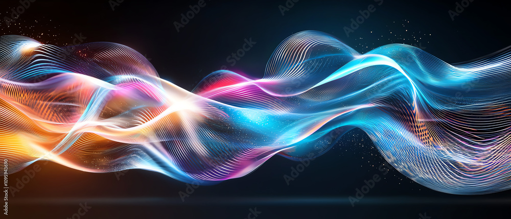 Poster dynamic sound waves engaging audiences virtual space digital art abstract environment artistic viewp