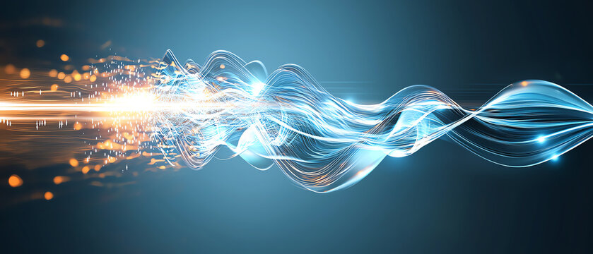 Resonating waves of sound digital art creation abstract environment high-tech viewpoint exploring voice and sound dynamics