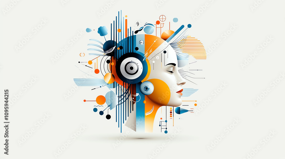 Poster exploring the resonance of sound voices of creativity in an artistic environment digital art abstrac