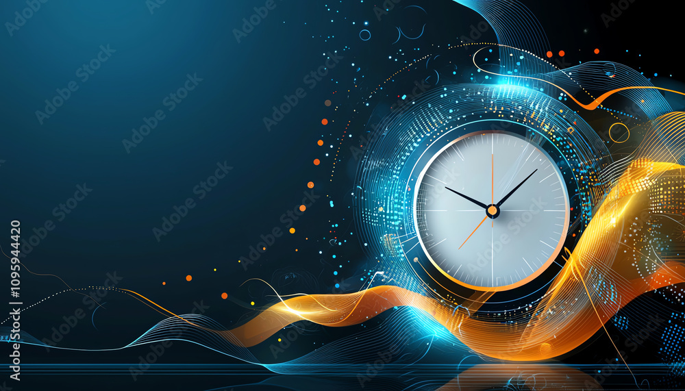 Poster dynamic sound waves and time a resonant journey through space digital art abstract visuals futuristi