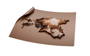 Map Of Estonia Old Style Brown On Unrolled Map Paper Sheet On White Background 3d illustration

