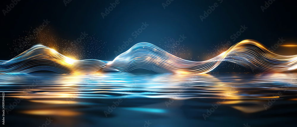 Poster sound waves creating resonance in a serene water environment digital art abstract viewpoint explorin