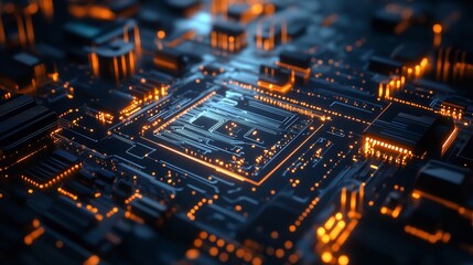 Abstract Close-Up of a Complex Circuit Board Design