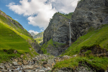 Scenic Piltschinabachfall waterfall in Weisstannen St. Gallen Canton Switzerland	
