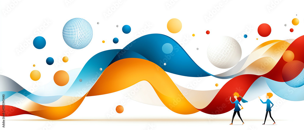 Poster dynamic waves of sound and resonance colorful abstract art digital composition vibrant environment c