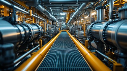 Industrial Plant Interior Showing Complex Piping Systems