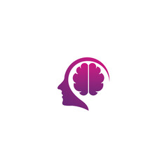 Human silhouette with brain. Human icon profile with brain. Human mind sign