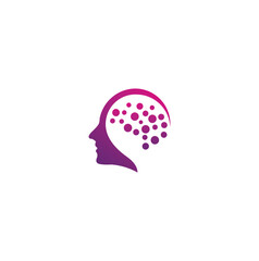 Human silhouette with brain. Human icon profile with brain. Human mind sign