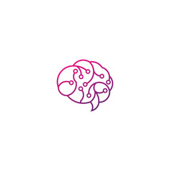 brain connection logo vector icon. digital brain