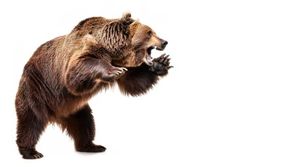 bear aggressive fighting representing NYSE stock market sentiment and attitude of investors as to anticipated price development in a market. Bearish means price goes down, shorting the market