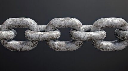 Fototapeta premium Diagonal chain, a blockchain concept, gray closeup