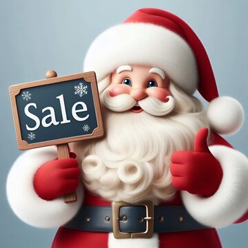 Santa claus holding a sale sign