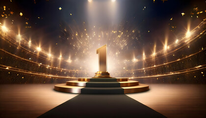 Award ceremony nomination name podium, golden prize event, scene star ceremony