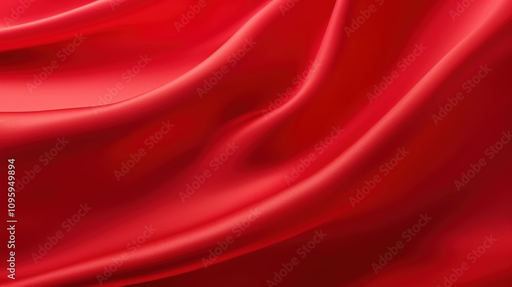Poster vibrant abstract red fabric texture displaying soft and flowing drapery with elegant curves and dept