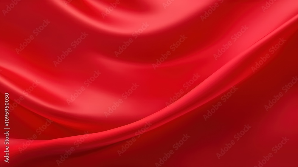 Poster abstract flowing red fabric with soft texture and smooth drapery for artistic presentations and back