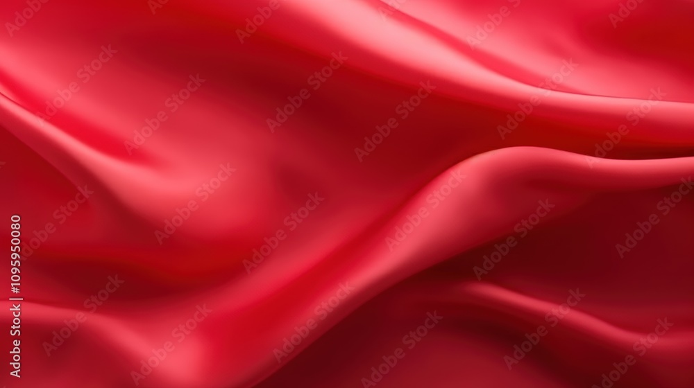 Poster abstract red fabric texture with soft waves and elegant drapery for background or design purposes