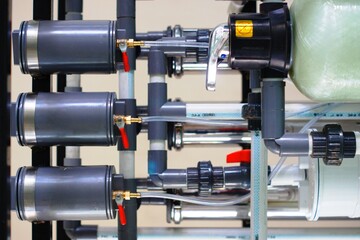 Industrial Efficiency: Close-Up of Reverse Osmosis Pipes and Filters for Wastewater Treatment