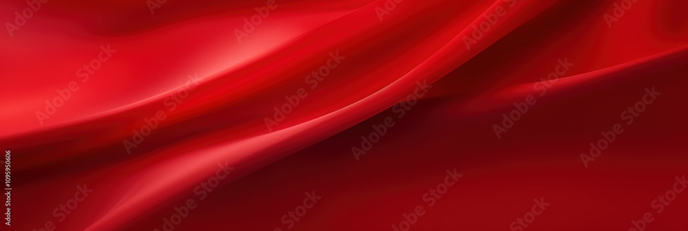 Poster abstract red fabric texture with smooth flowing drapery - elegant and luxurious background for vario