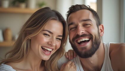 Playful Couple Laughing Together in a Joyful Moment