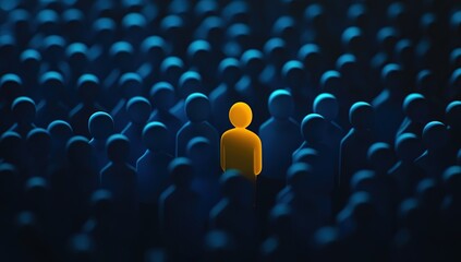 Obraz premium The Golden Individual: A 3D Render of Uniqueness in a Crowd