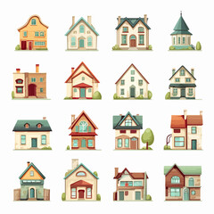 Fototapeta premium Variety of Houses on White Background