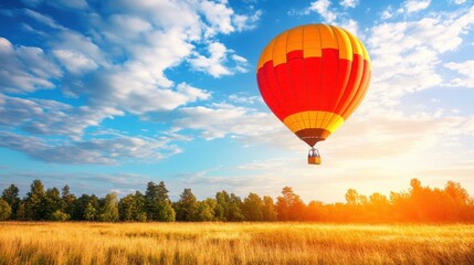 Naklejka premium Colorful Balloon Drifting in a Vast Desert Sky