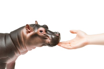 Adorable Baby Hippo Bonding with Human Touch