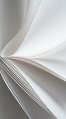 Close-up of a white book's pages, showing a smooth, textured surface and a gentle curve.
