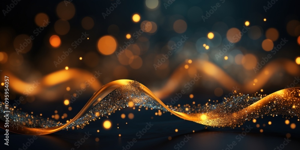Poster abstract background of radiant ribbons of light with bokeh effects creating a dreamy atmosphere in v