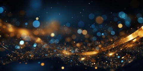 Obraz premium Blue and Gold Glowing Particles with Sparkling Effect in a Dreamy Background for Creative Projects