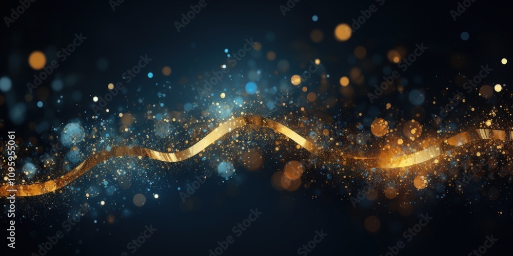Poster abstract background with blue and gold particles creating a stunning visual experience for design an