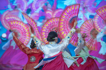 Korean dancers perform a Korean folk dance 