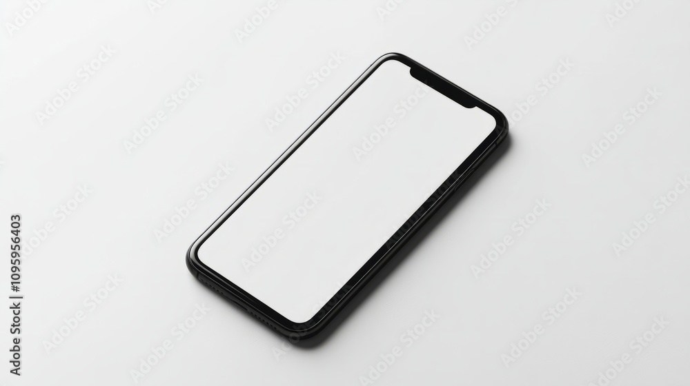 Poster a sleek smartphone with minimal bezels, isolated on a white background for a clean ui demo mockup --