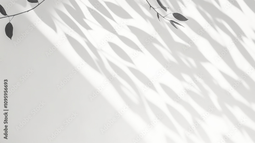 Poster abstract shadows of leaves on light background in natural setting for creative and artistic projects