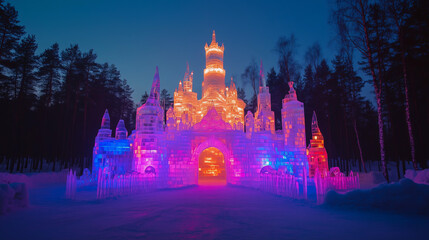 Obraz premium Illuminated Ice Castle