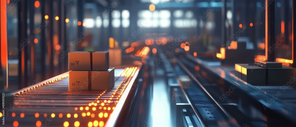Aufkleber efficient package sorting automation warehouse facility technology showcase industrial environment d