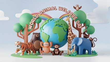 nature concept wildlife conservation tiger deer global warming food ecology cubes human hands protect wildlife