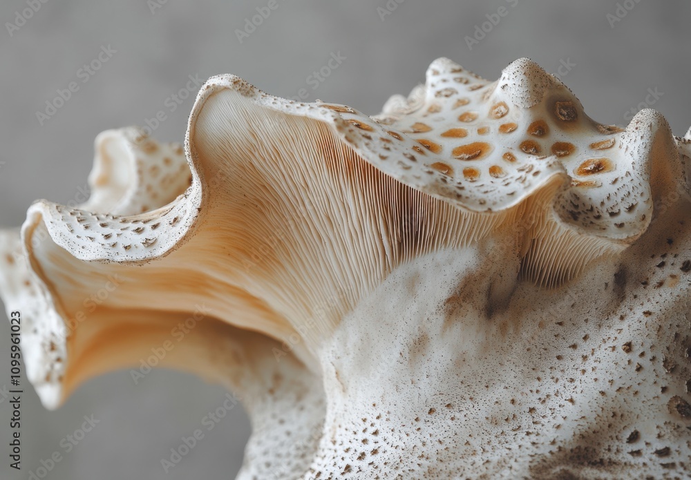 Poster intricate detail of a natural seashell with textured surface and delicate ridges captured in soft li