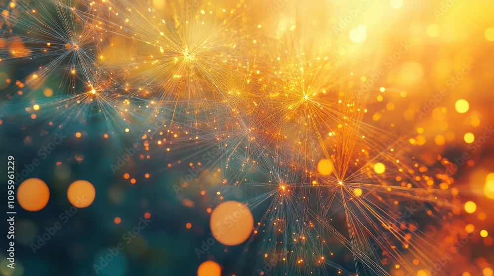 Aufkleber neural networks radiating in a pattern of light and color