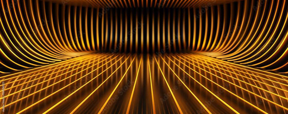 Poster abstract yellow lines creating a rhythmic pattern