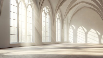 Obraz premium Sunlit Gothic Hall: Architectural Serenity