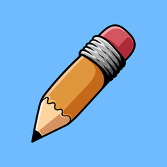 Obraz premium fun big pencil cartoon colored isolated drawing line art style sketch classic vintage design illustration