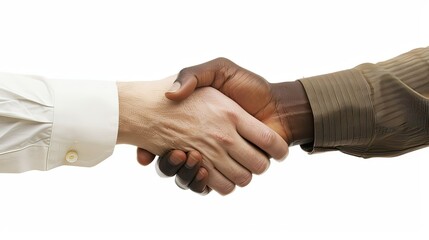 A professional business handshake with black individuals.