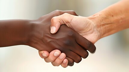 A professional business handshake with black individuals.