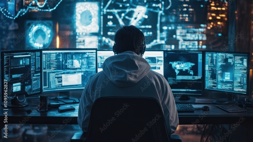 Poster programmers and cyber security technologies design websites and security in the social world, cybers