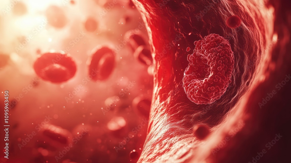Aufkleber 3d rendering of an artery with buildup of cholesterol plaques, illustrating the negative impact on b