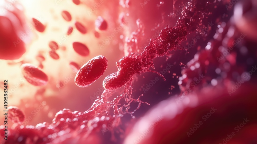 Aufkleber 3d rendering of an artery with buildup of cholesterol plaques, illustrating the negative impact on b