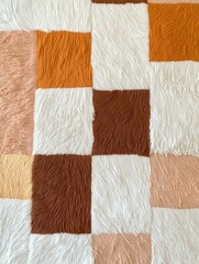 Fototapeta premium Minimalist Earth-Tone Squares on Soft Fur Background
